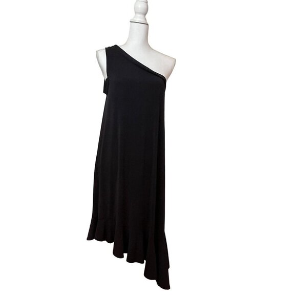 Moulinette Soeurs Raneri One Shoulder Dress Modal Ruffled Hem Detail Dark Gray S - Picture 1 of 11